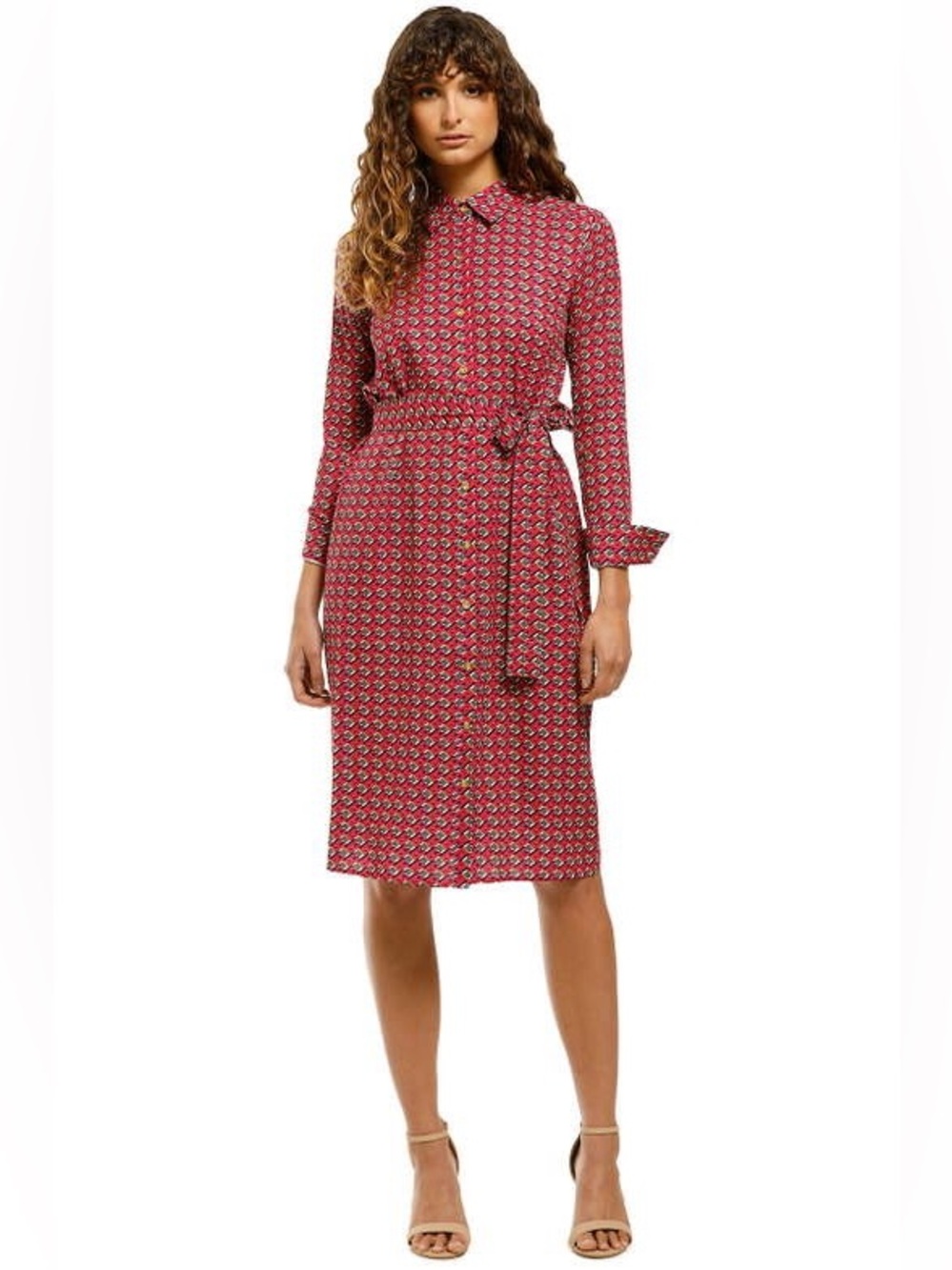 ALEXIA ADMOR Cecilia Button Down Shirt Dress - Red Multi Size Small NWT